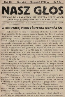 Nasz Głos : pisemko dla parafjan Św. Krzyża i przyjaciół Zakładu Salezjańskiego w Kielcach. 1929/1930, nr 8-9