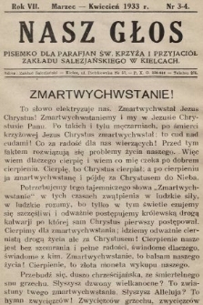 Nasz Głos : pisemko dla parafjan Św. Krzyża i przyjaciół Zakładu Salezjańskiego w Kielcach. 1933, nr 3-4