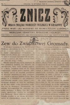 Znicz : organ Związku Młodzieży Wiejskiej w Krakowie : miesięcznik oświatowy, społeczny i rolniczy. 1930, nr 1