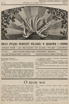 Znicz : organ Związku Młodzieży Wiejskiej w Krakowie i Lwowie : dwutygodnik oświatowy, społeczny i rolniczy. 1931, nr 2