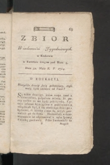 Zbiór Wiadomości Tygodniowych. 1784, nr 5