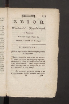 Zbiór Wiadomości Tygodniowych. 1784, nr 8