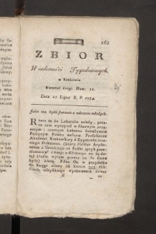 Zbiór Wiadomości Tygodniowych. 1784, nr 11