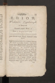 Zbiór Wiadomości Tygodniowych w Krakowie. 1784, nr 2