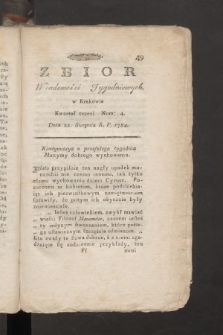 Zbiór Wiadomości Tygodniowych w Krakowie. 1784, nr 4