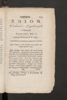 Zbiór Wiadomości Tygodniowych w Krakowie. 1784, nr 8