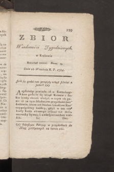 Zbiór Wiadomości Tygodniowych w Krakowie. 1784, nr 9