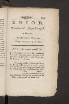 Zbiór Wiadomości Tygodniowych w Krakowie. 1784, nr 10