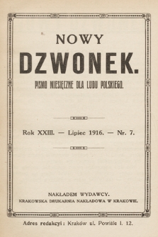 Nowy Dzwonek : pismo miesięczne dla ludu polskiego. 1916, nr 7