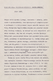 „Kronika Biblioteki Jagiellońskiej za lata 1811-1925”. T. 4, „Kronika Biblioteki Jagiellońskiej z lat 1914-1925”