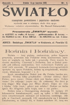 Światło : czasopismo powieściowe i popularno-naukowe. 1909, T.1, nr 4