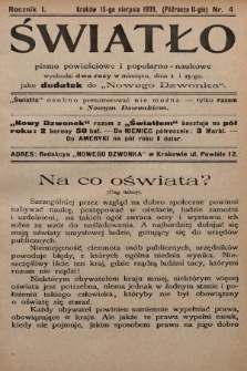 Światło : czasopismo powieściowe i popularno-naukowe. 1909, T.2, nr 4