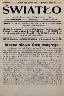 Światło : czasopismo powieściowe i popularno-naukowe. 1909, T.2, nr 11