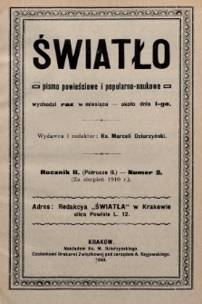 Światło : pismo powieściowe i popularno-naukowe. 1910, T.2, nr 2