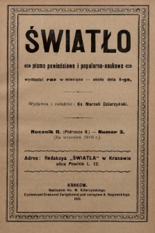 Światło : pismo powieściowe i popularno-naukowe. 1910, T.2, nr 3