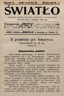 Światło : pismo poświęcone nauce i rozrywce. 1911, T.2, nr 3