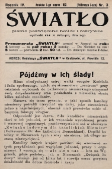 Światło : pismo poświęcone nauce i rozrywce. 1912, nr 3
