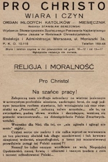 Pro Christo : wiara i czyn : organ młodych katolików. 1928, nr 11