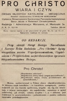 Pro Christo : wiara i czyn : organ młodych katolików. 1929, nr 1