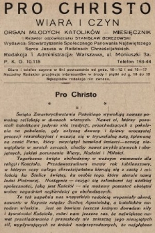 Pro Christo : wiara i czyn : organ młodych katolików. 1929, nr 4