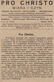 Pro Christo : wiara i czyn : organ młodych katolików. 1929, nr 9