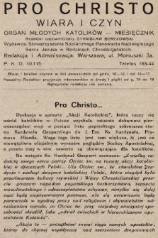 Pro Christo : wiara i czyn : organ młodych katolików. 1929, nr 10
