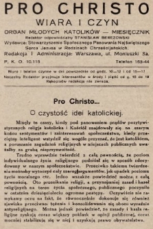 Pro Christo : wiara i czyn : organ młodych katolików. 1929, nr 11