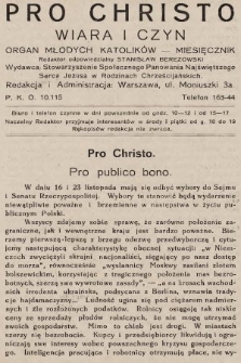 Pro Christo : wiara i czyn : organ młodych katolików. 1930, nr 11