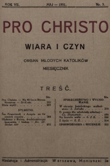 Pro Christo : wiara i czyn : organ młodych katolików. 1931, nr 5