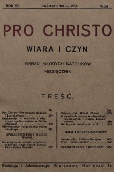 Pro Christo : wiara i czyn : organ młodych katolików. 1931, nr 10