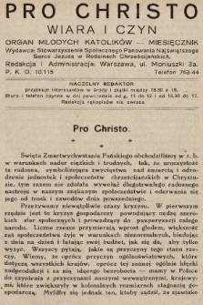 Pro Christo : wiara i czyn : organ młodych katolików. 1932, nr 4