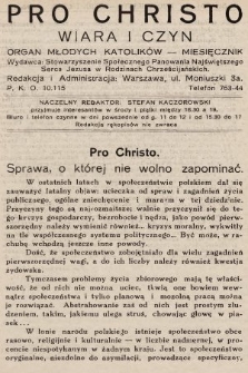 Pro Christo : wiara i czyn : organ młodych katolików. 1932, nr 11