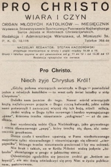 Pro Christo : wiara i czyn : organ młodych katolików. 1933, nr 3