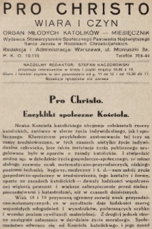 Pro Christo : wiara i czyn : organ młodych katolików. 1933, nr 5