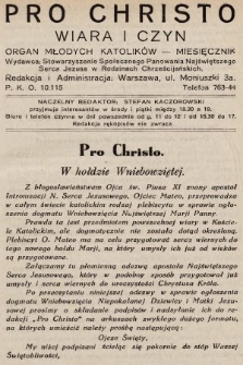 Pro Christo : wiara i czyn : organ młodych katolików. 1933, nr 8