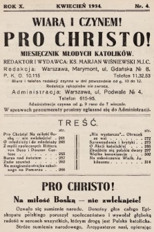 Pro Christo! : wiarą i czynem! : miesięcznik młodych katolików. 1934, nr 4