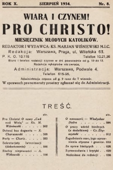 Pro Christo! : wiarą i czynem! : miesięcznik młodych katolików. 1934, nr 8