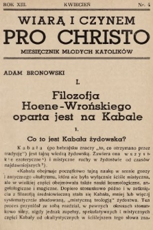 Pro Christo! : wiarą i czynem! : miesięcznik młodych katolików. 1937, nr 4