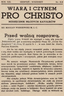 Pro Christo! : wiarą i czynem! : miesięcznik młodych katolików. 1937, nr 8-9