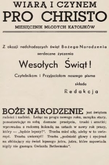 Pro Christo! : wiarą i czynem! : miesięcznik młodych katolików. 1937, nr 11-12