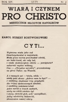 Pro Christo! : wiarą i czynem! : miesięcznik młodych katolików. 1938, nr 2