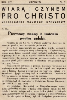Pro Christo! : wiarą i czynem! : miesięcznik młodych katolików. 1938, nr 9