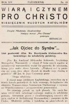 Pro Christo! : wiarą i czynem! : miesięcznik młodych katolików. 1938, nr 10