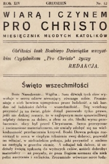 Pro Christo! : wiarą i czynem! : miesięcznik młodych katolików. 1938, nr 12