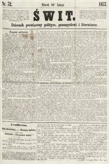 Świt : dziennik poświęcony polityce, przemysłowi i literaturze. 1857, nr 32