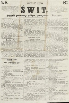 Świt : dziennik poświęcony polityce, przemysłowi i literaturze. 1857, nr 98
