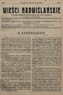 Wieści Nadwiślańskie : tygodnik społeczno-gospodarczy dla ludu polskiego. 1927, nr 5