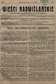 Wieści Nadwiślańskie : tygodnik społeczno-gospodarczy dla ludu polskiego. 1927, nr 12