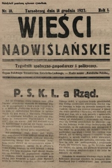 Wieści Nadwiślańskie : organ Polskiego Stronnictwa Katolicko-Ludowego. 1927, nr 18