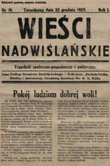 Wieści Nadwiślańskie : organ Polskiego Stronnictwa Katolicko-Ludowego. 1927, nr 19